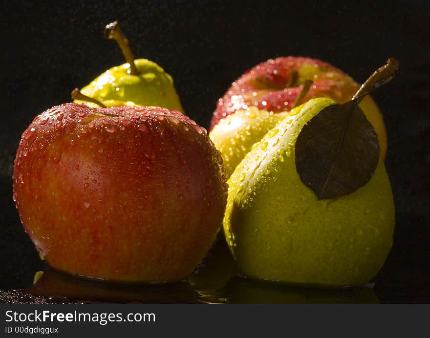 Pear is a fruit that has a yellow or green skin and is white inside. Pears are thinner at the top (i.e. where they join onto the tree) than at the bottom.