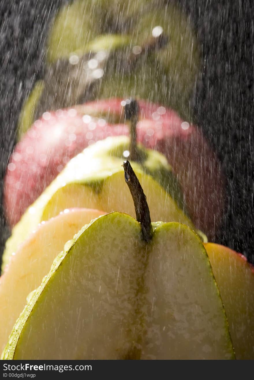 Pears in rain