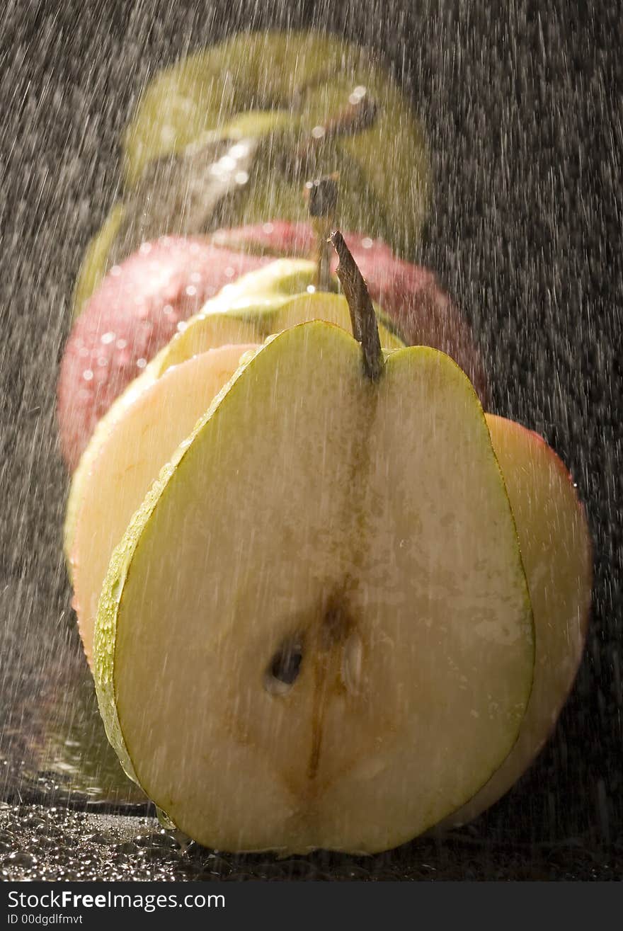 Pears in rain