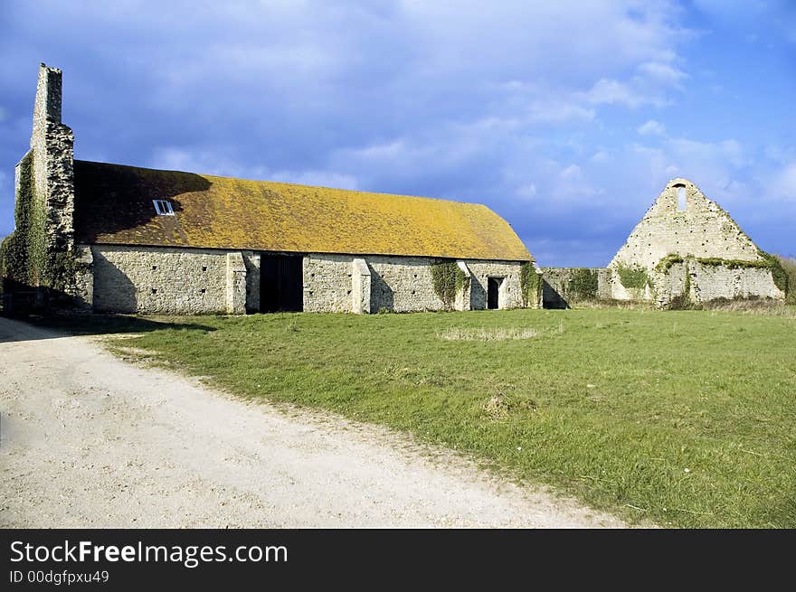 Old unused barn with chimney and ruins. Old unused barn with chimney and ruins