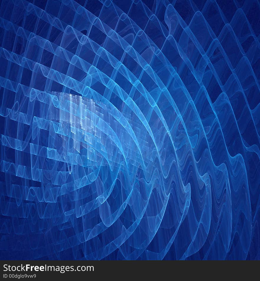 Abstract blue rays wave on dark background