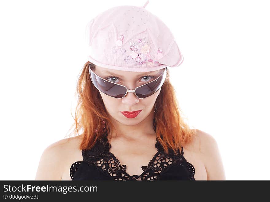 YOUNG STYLISH  WOMAN IN WHITE BACKGROUND. SHOT IN STUDIO. YOUNG STYLISH  WOMAN IN WHITE BACKGROUND. SHOT IN STUDIO.