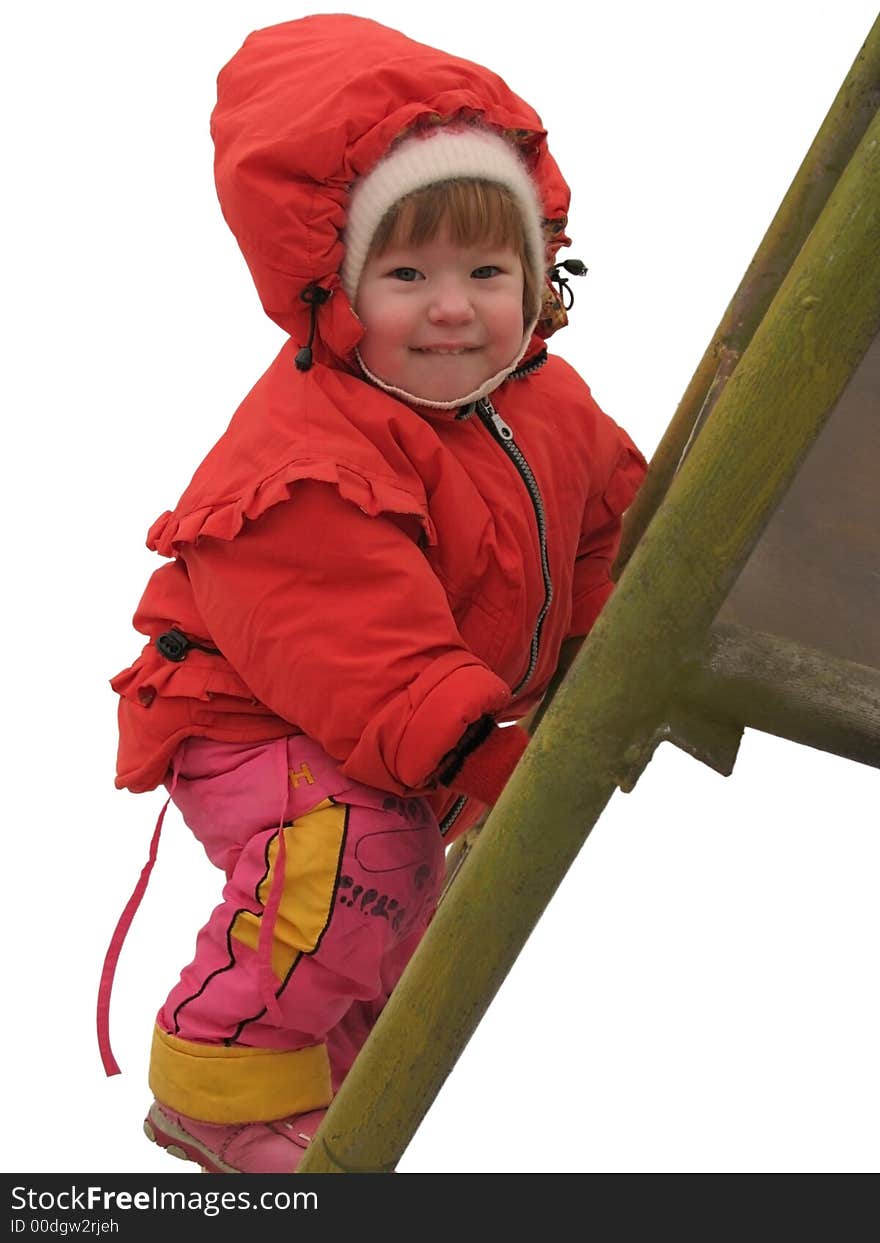 Girl in the red jacket. The spring begins. Girl in the red jacket. The spring begins.