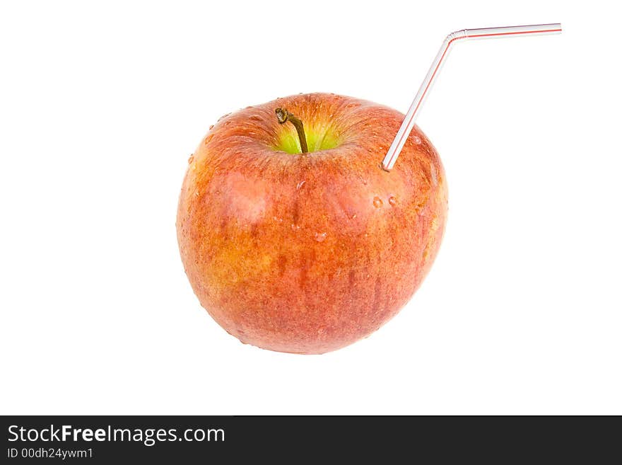 Apple with a straw