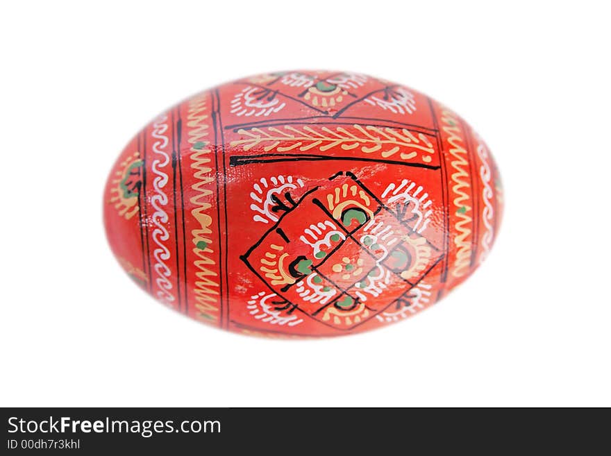 Painted red easter egg. Isolated white. Painted red easter egg. Isolated white.