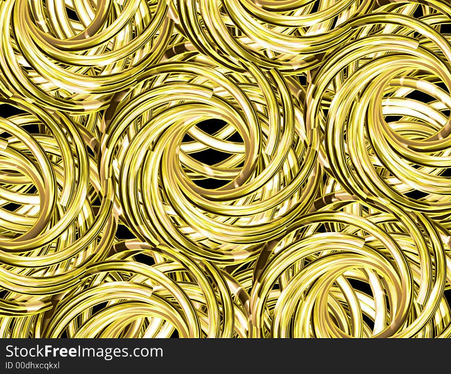 Background made of metallic yellow knots. Illustration made on computer. Background made of metallic yellow knots. Illustration made on computer.