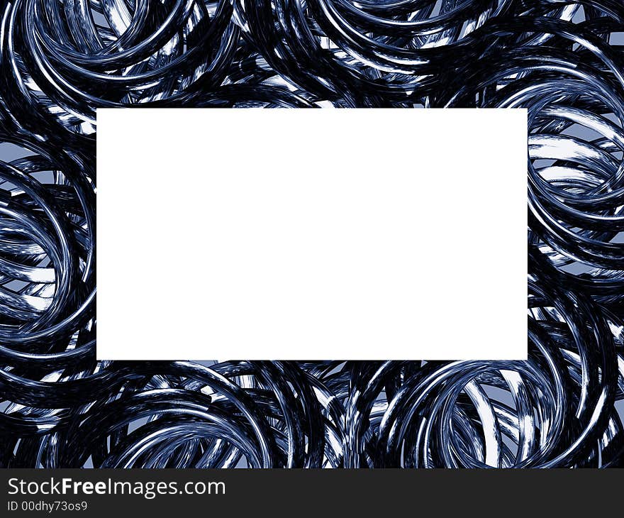 Frame made of blue metallic wave knots. Illustration made on computer. Frame made of blue metallic wave knots. Illustration made on computer.