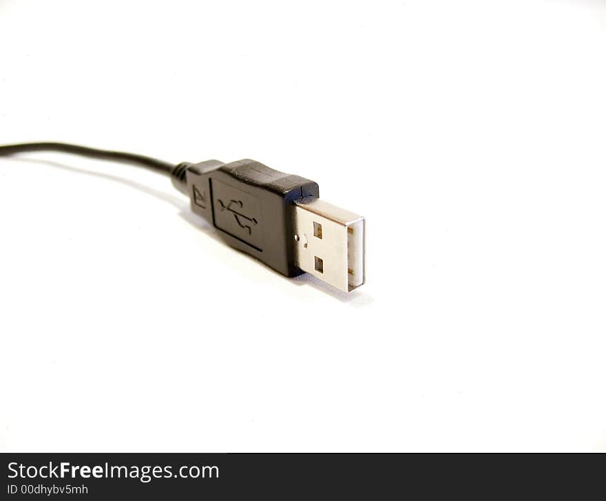 Black USB connector, cable, bus