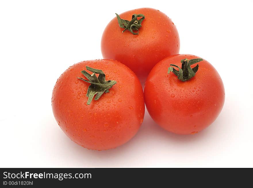 Tomatos on the white background