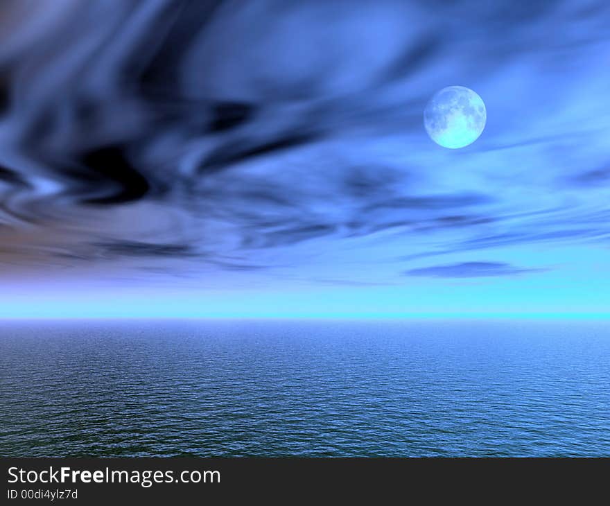 Sea and sky at sunset - digital artwork. Sea and sky at sunset - digital artwork.