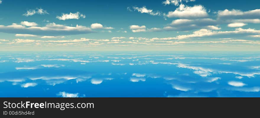 Beautiful sea and clouds sky - digital artwork. Beautiful sea and clouds sky - digital artwork