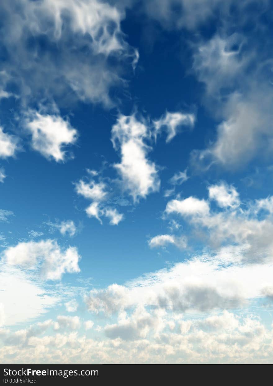 Blue sky with white clouds - digital artwork. Blue sky with white clouds - digital artwork.