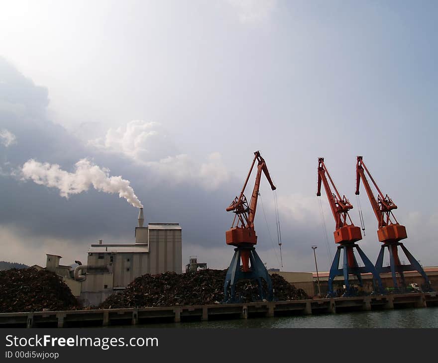 Cranes at bilbao's docks (ria de bilbao)