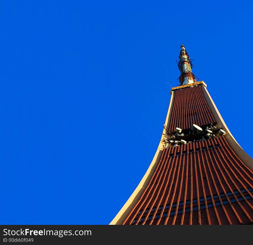 TV tower on blue sky