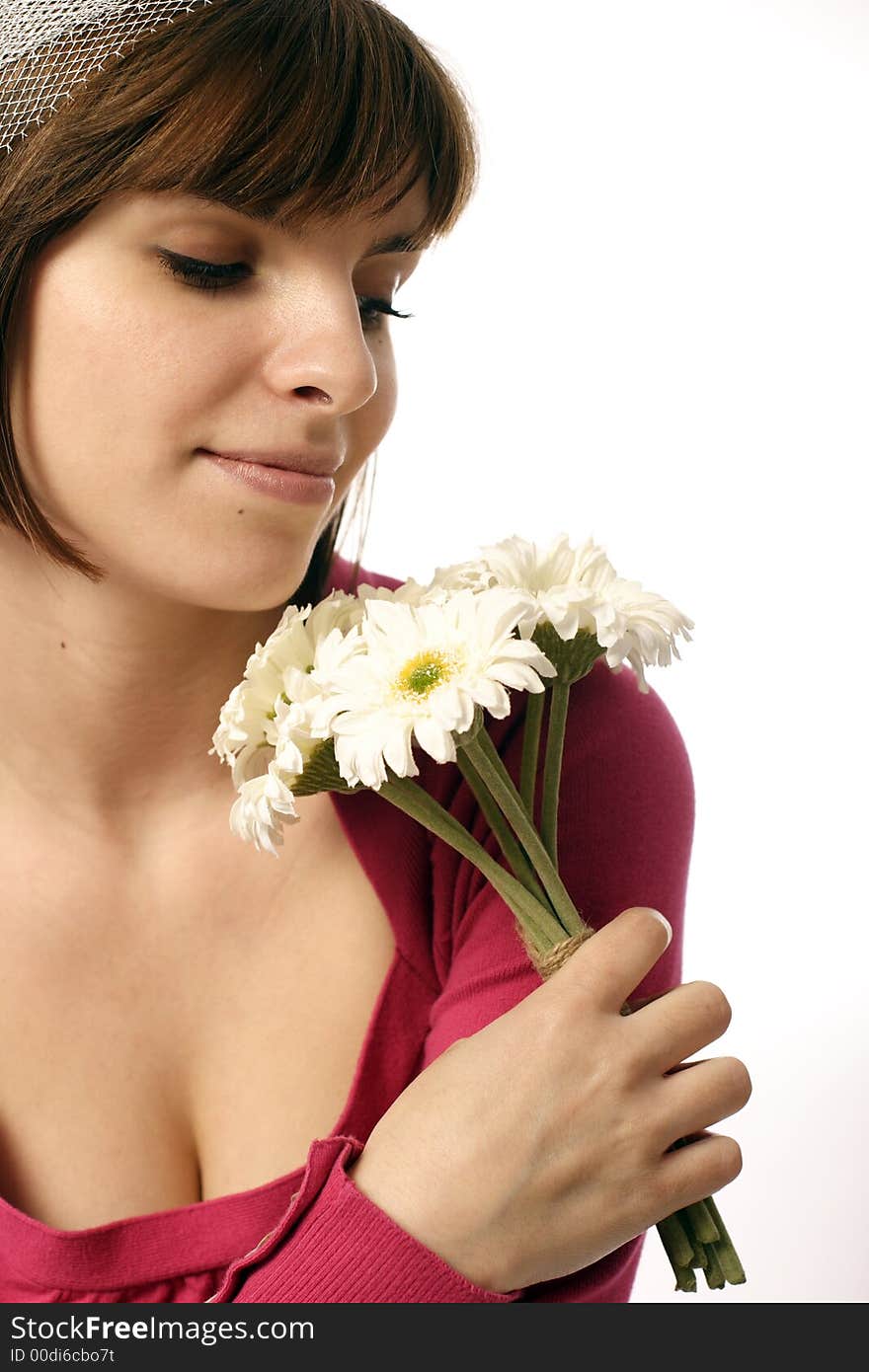 Portrait of a young woman with flowers