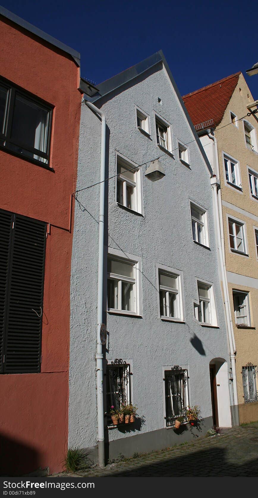 Blue house facade in landsberg