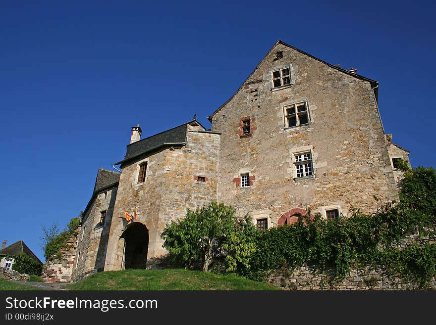 Houses on top of a hill in a village in france