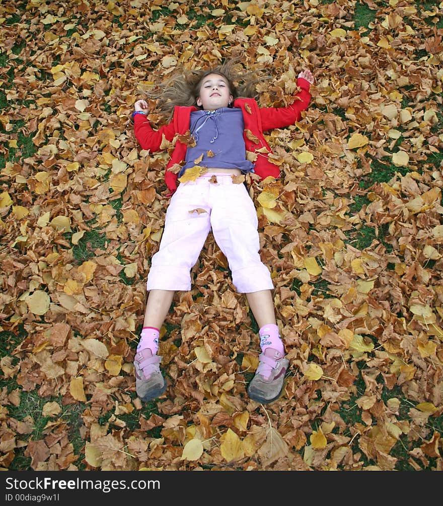 Full body pose in in autumn leaves. Full body pose in in autumn leaves