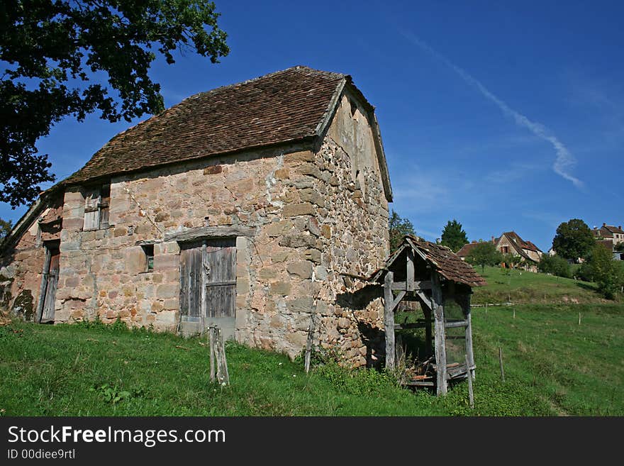 Old barn in field france. Old barn in field france