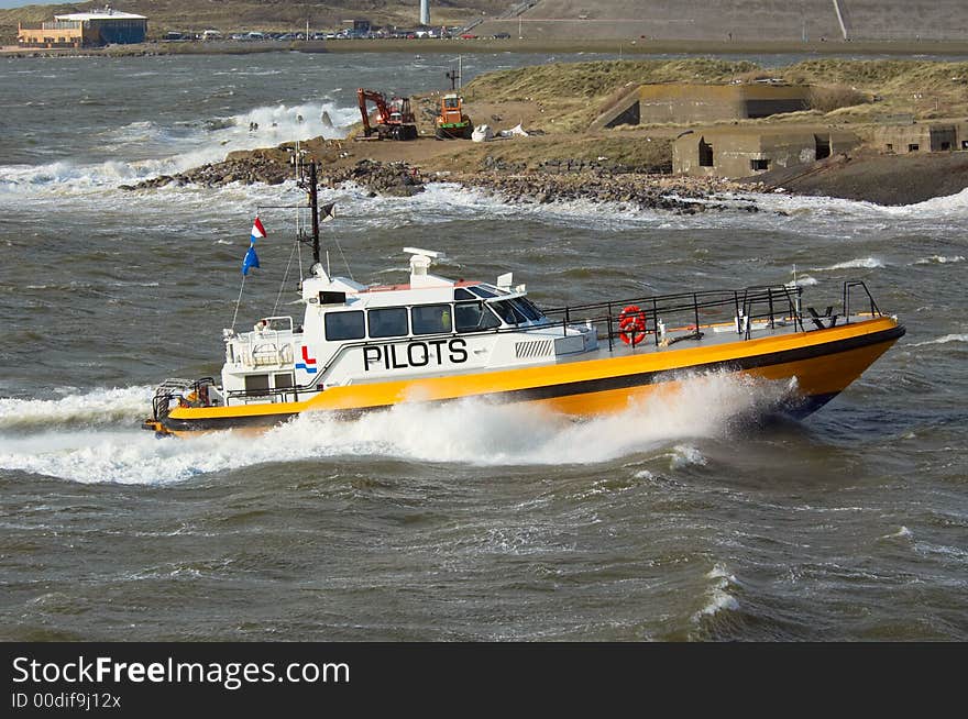 Pilot boat in a storm