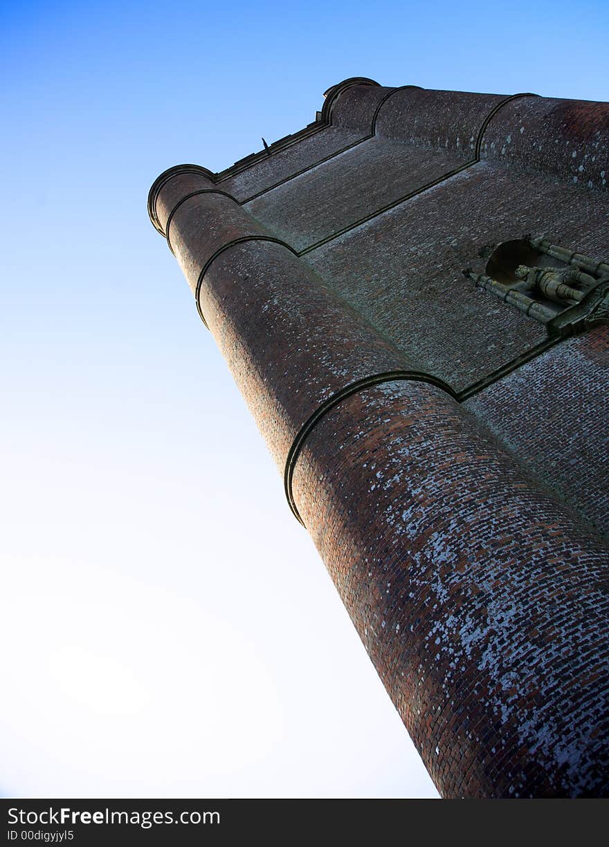 Quirky angle of King Alfred's Tower Somerset UK