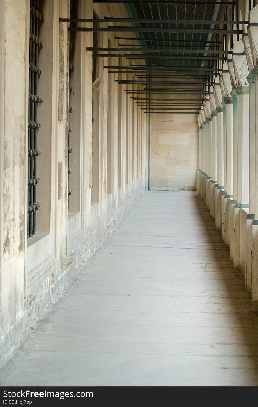 Old corridor, Sultanahmet Mosque, Istanbul, Turkey