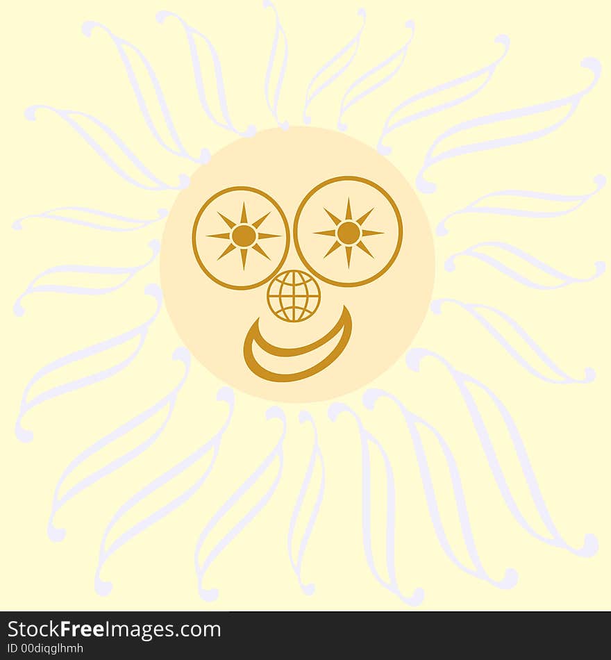 Yellow background with smiling sun. Yellow background with smiling sun