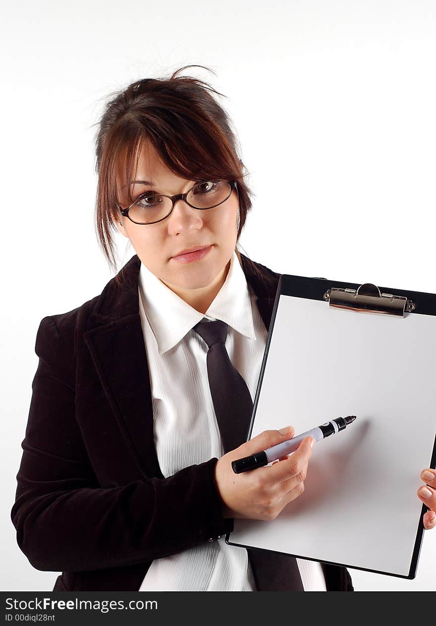 Woman holding clipboard 8