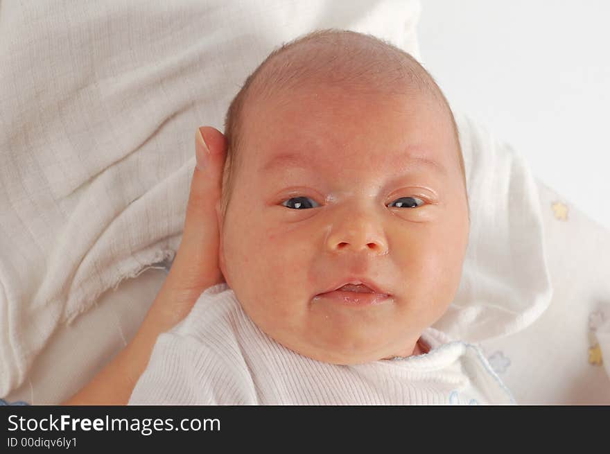 Photo of white newborn girl. Photo of white newborn girl