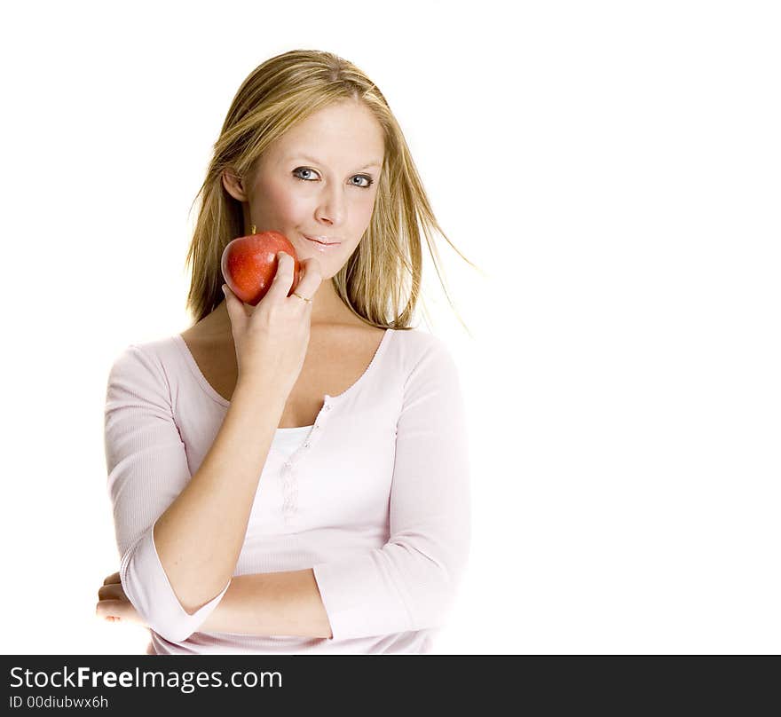 Blond Girl And Apple