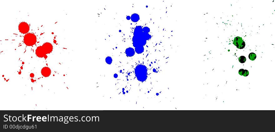 Red, blue , green Vector Color splashes  illustration