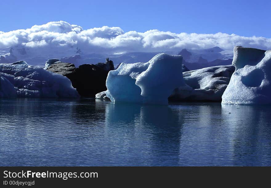 Sunlit Icebergs