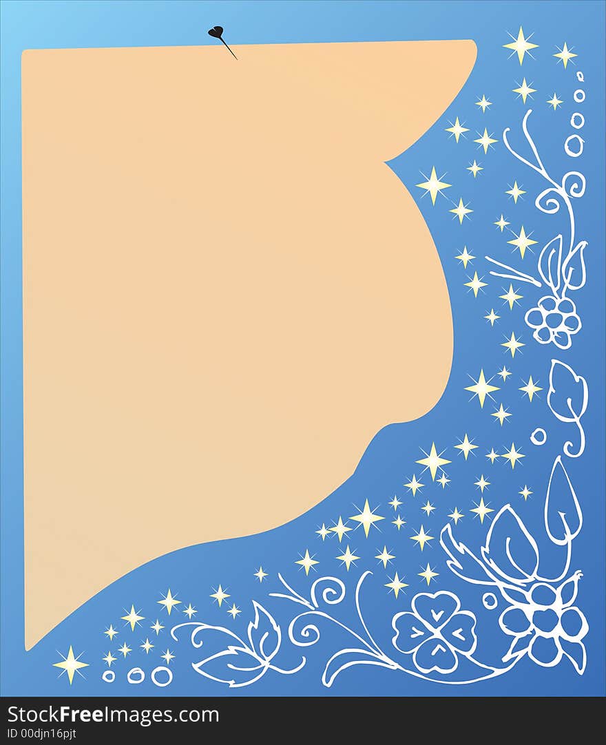 Note background with stars and flowers