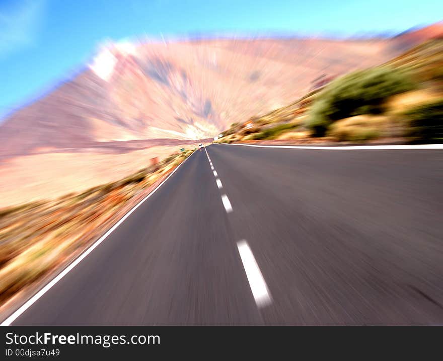 Towards the volcano in my motorbike