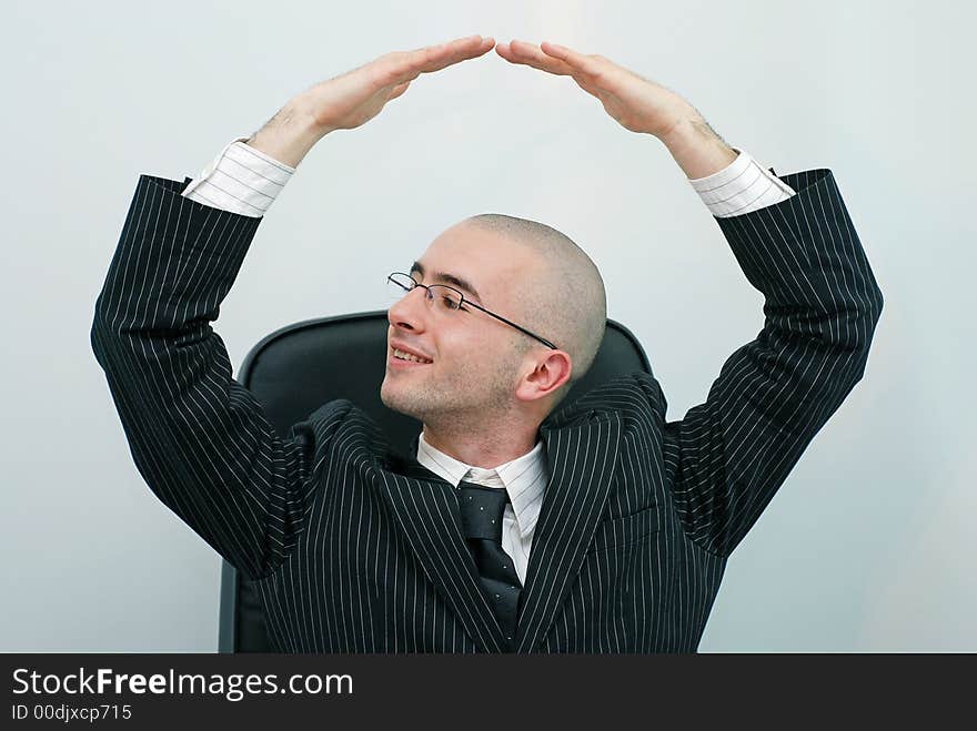 Young men posing in office. Young men posing in office