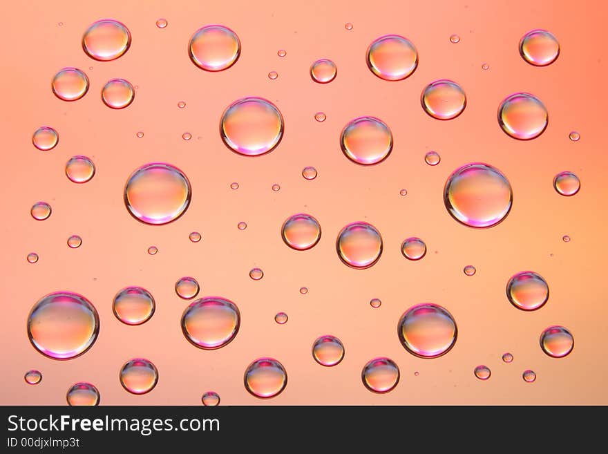 Close up of Water Drops on a Color. Close up of Water Drops on a Color