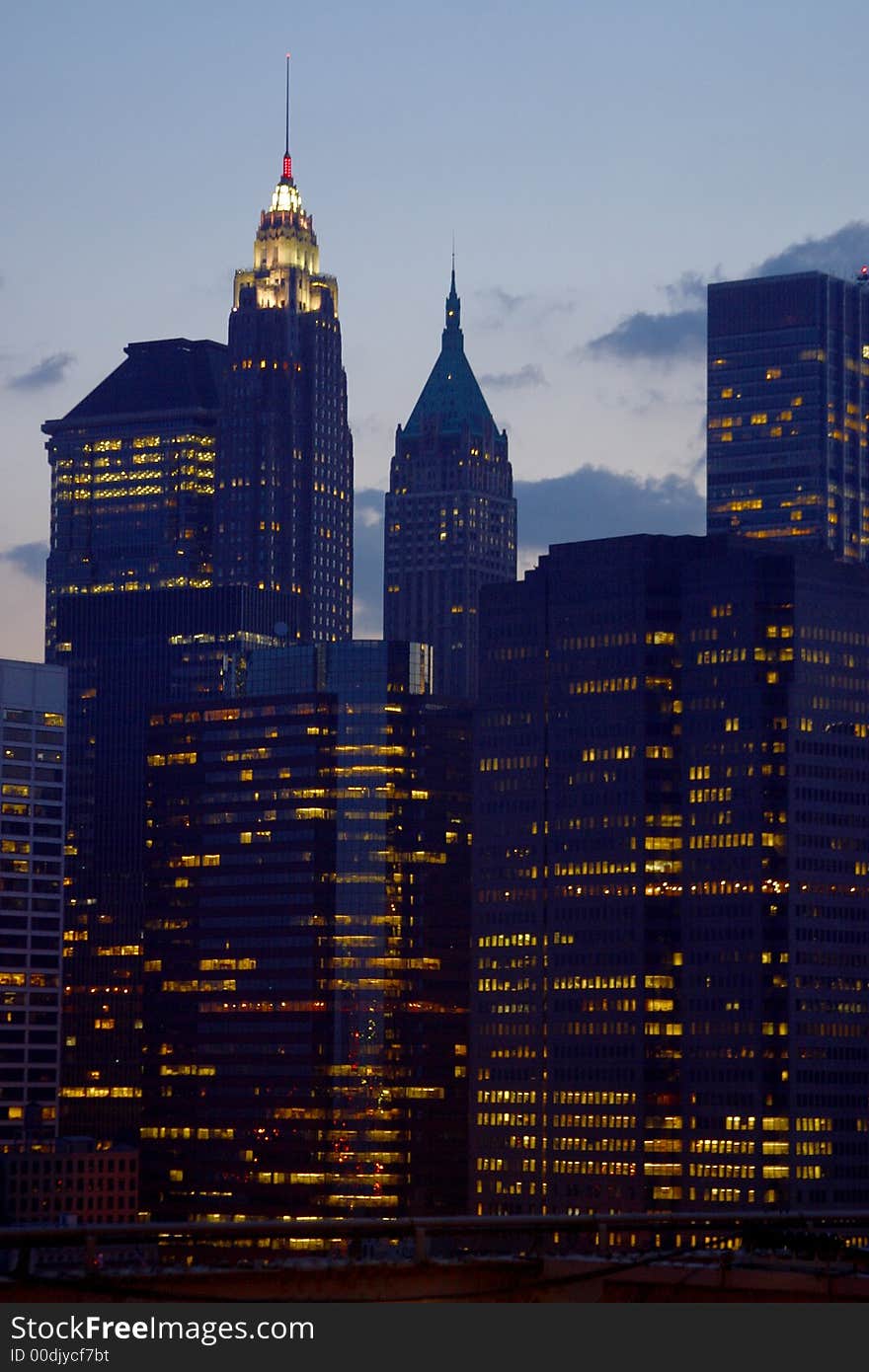 Skyline of New York from Brooklyn bridge in the city of New York, North America, United States. Skyline of New York from Brooklyn bridge in the city of New York, North America, United States