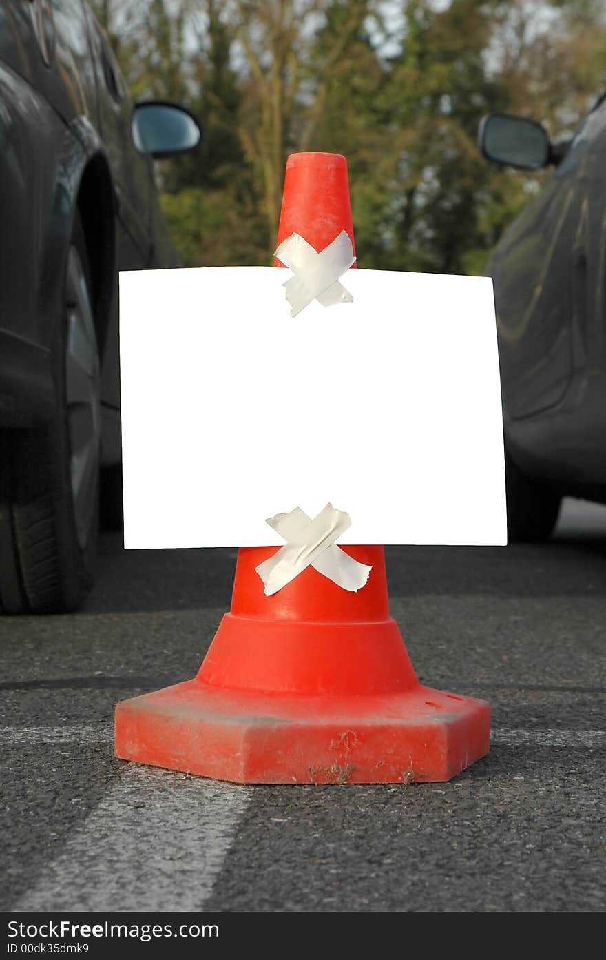 Traffic cone with white copy space for text. Traffic cone with white copy space for text.