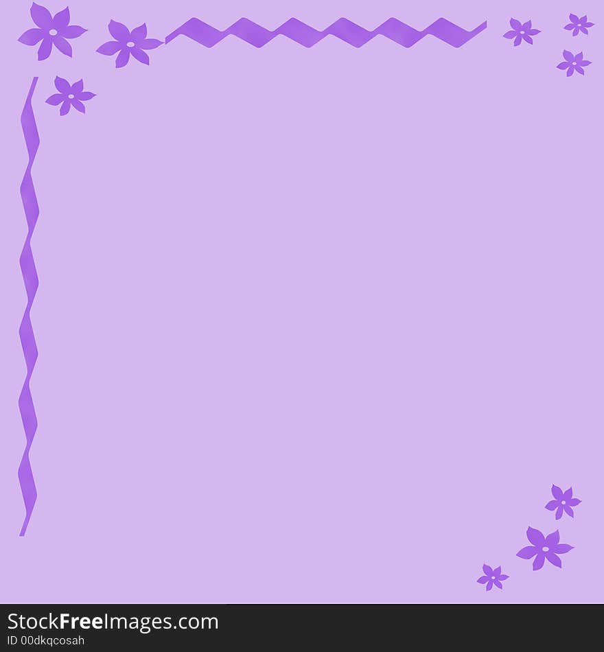 Violet flowers and vines  border on blank note  paper. Violet flowers and vines  border on blank note  paper