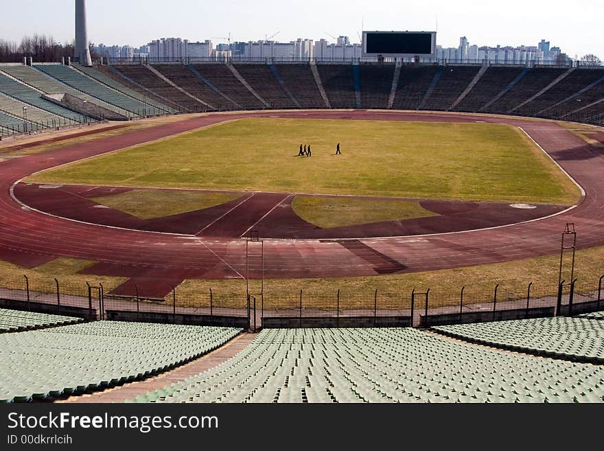 Walks on empty stadium