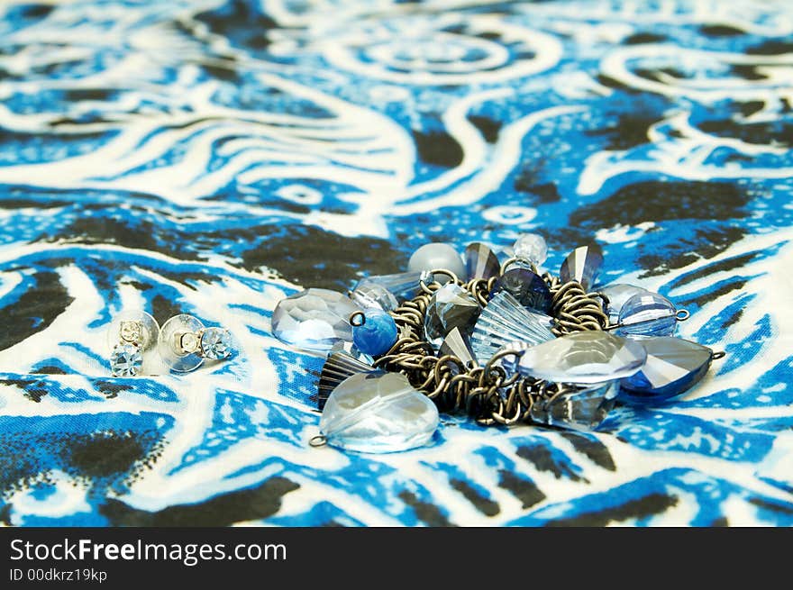 Blue bracelet and earrings on