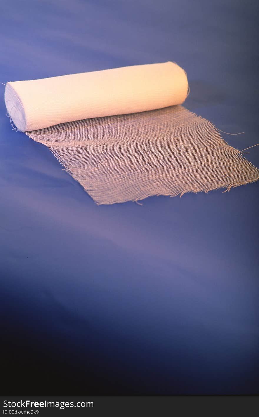 Developed medical bandage on surface of table