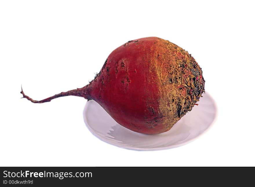 Dining room beet in  plate on  white background. Dining room beet in  plate on  white background