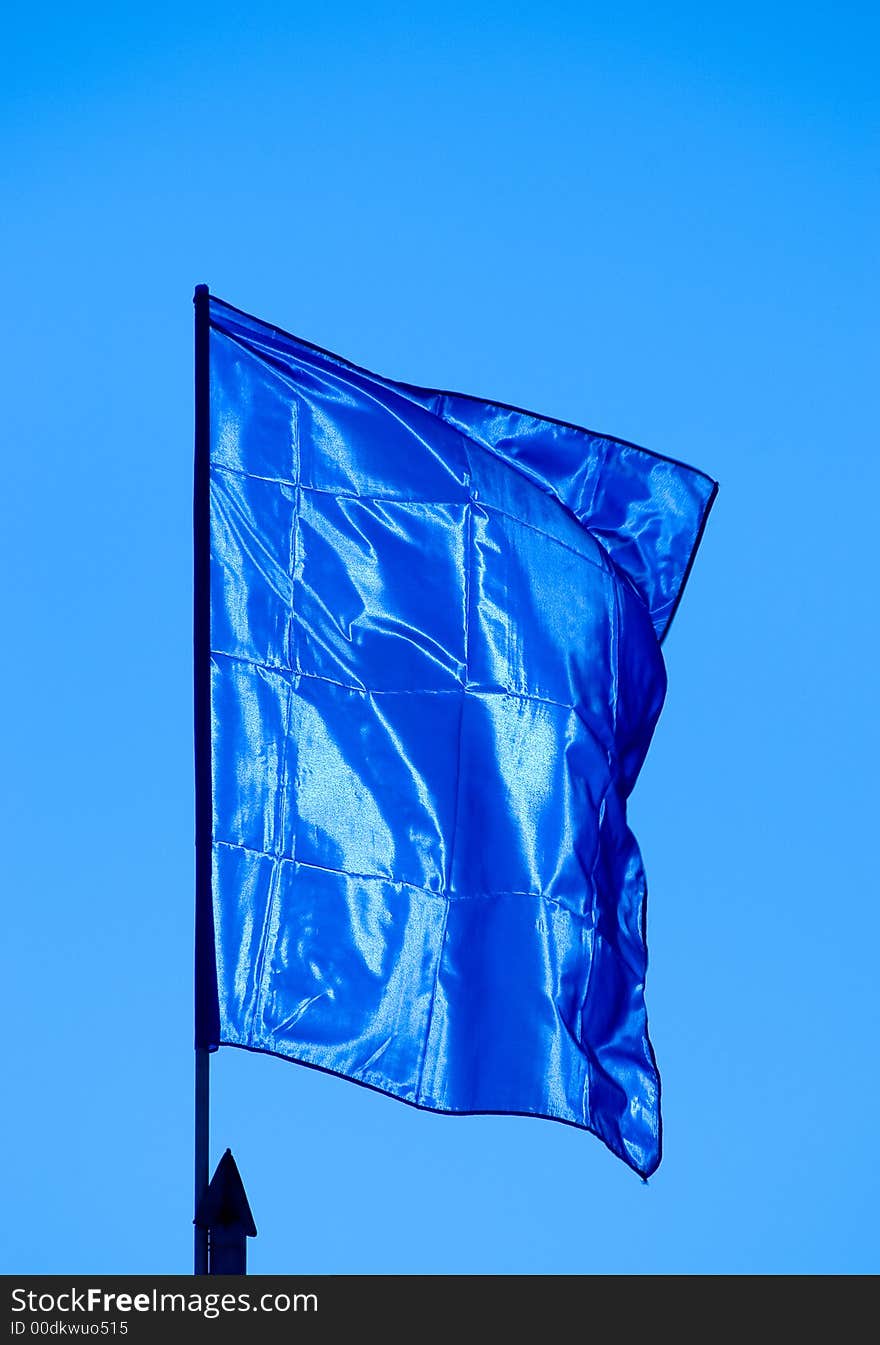 Blue flag waving