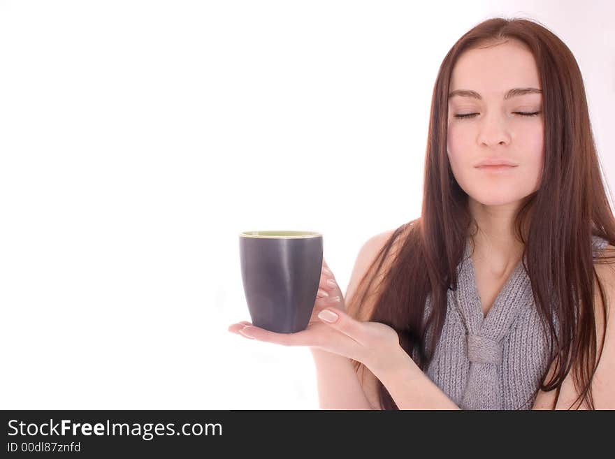 Woman holding a cup