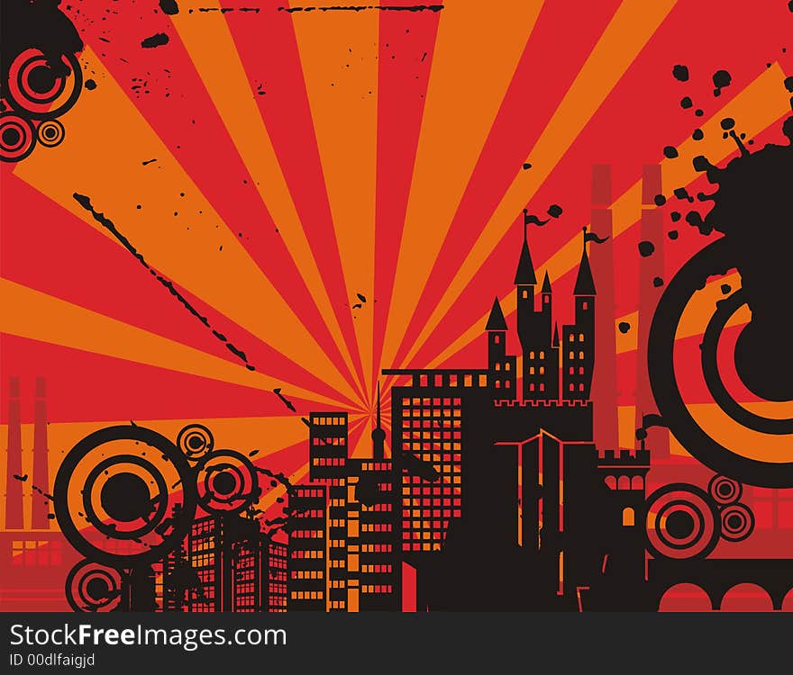 Vector background of a cityscape silhouette at sunrise.
Buildings are not photo-based, they have been originally created by the illustrator. Vector background of a cityscape silhouette at sunrise.
Buildings are not photo-based, they have been originally created by the illustrator.