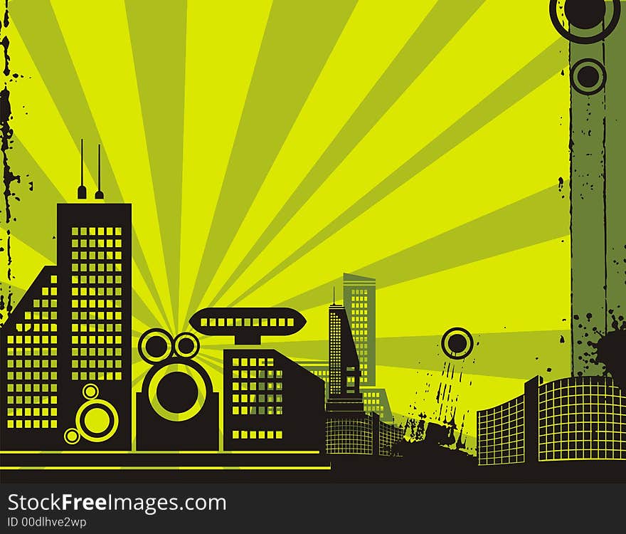 Vector background of a cityscape silhouette at sunrise.
Buildings are not photo-based, they have been originally created by the illustrator. Vector background of a cityscape silhouette at sunrise.
Buildings are not photo-based, they have been originally created by the illustrator.