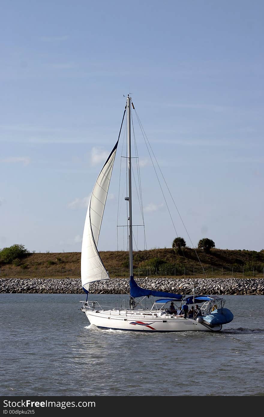 Sailboat with full sails