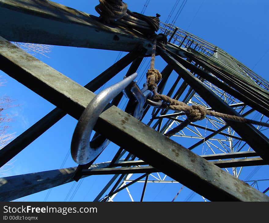 A crane hook for maintenance at high voltage mast. A crane hook for maintenance at high voltage mast.