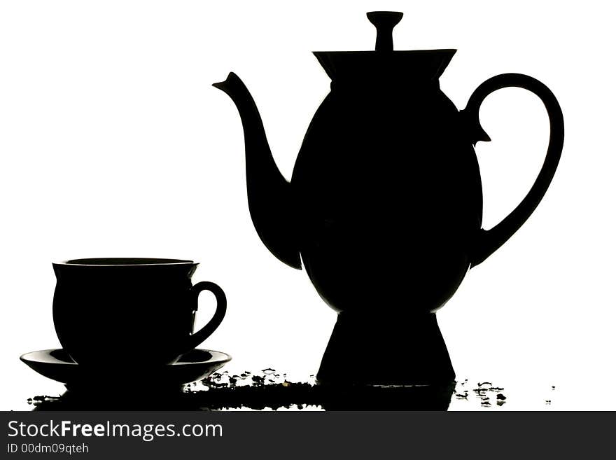 Black cup and teapot